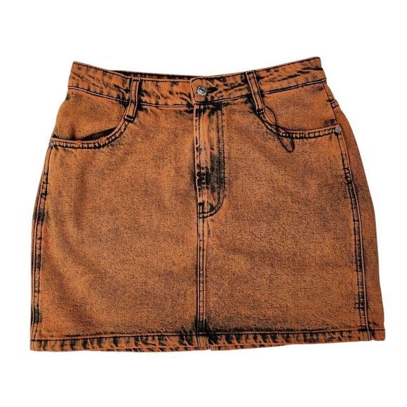 Zara Dresses & Skirts - Zara Denim Skirt Womens Medium Orange Mini Bloggers Favorite Boho High-Rise NWOT